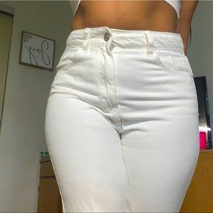 Never Worn! White high waisted straight leg flare bottom pants!